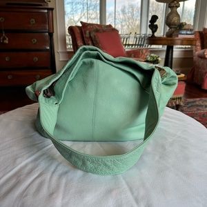 Vince Camutoleather hobo handbag green. 13 H x 14 W ( 20” H when holding 16”W)